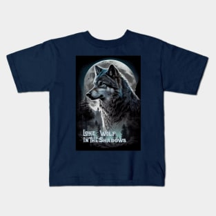 Lone Wolf in the Shadows Kids T-Shirt